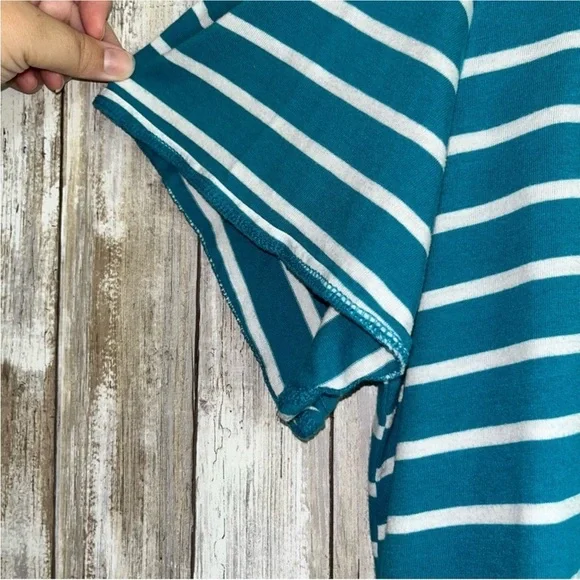 Lane Bryant Blue Stripe Open Shoulder Blouse - Picture 4 of 6